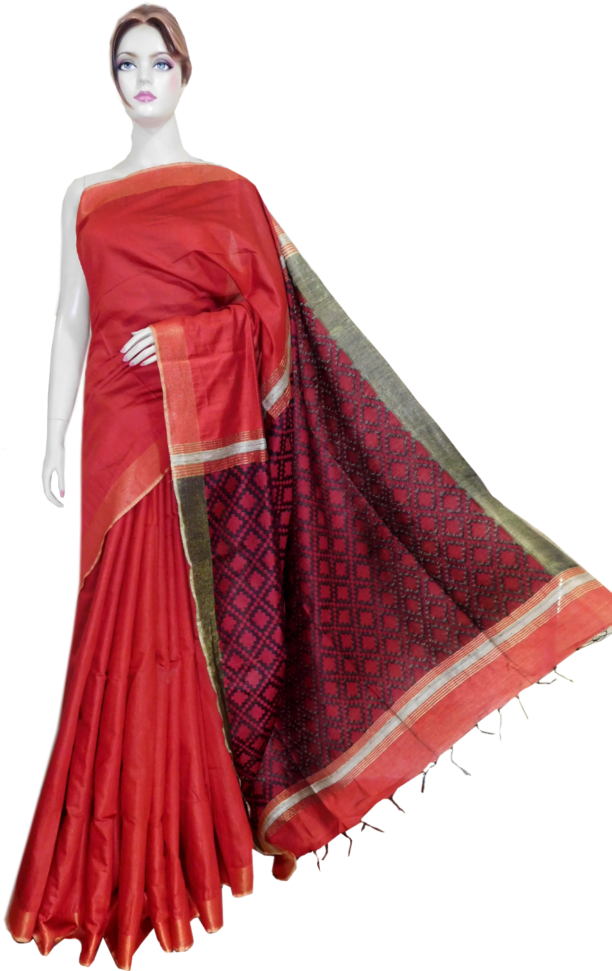 Elegant Red Saree Mannequin Display