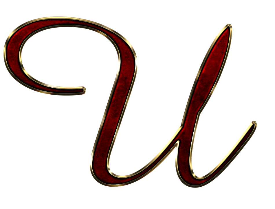 Elegant Redand Gold Letter U