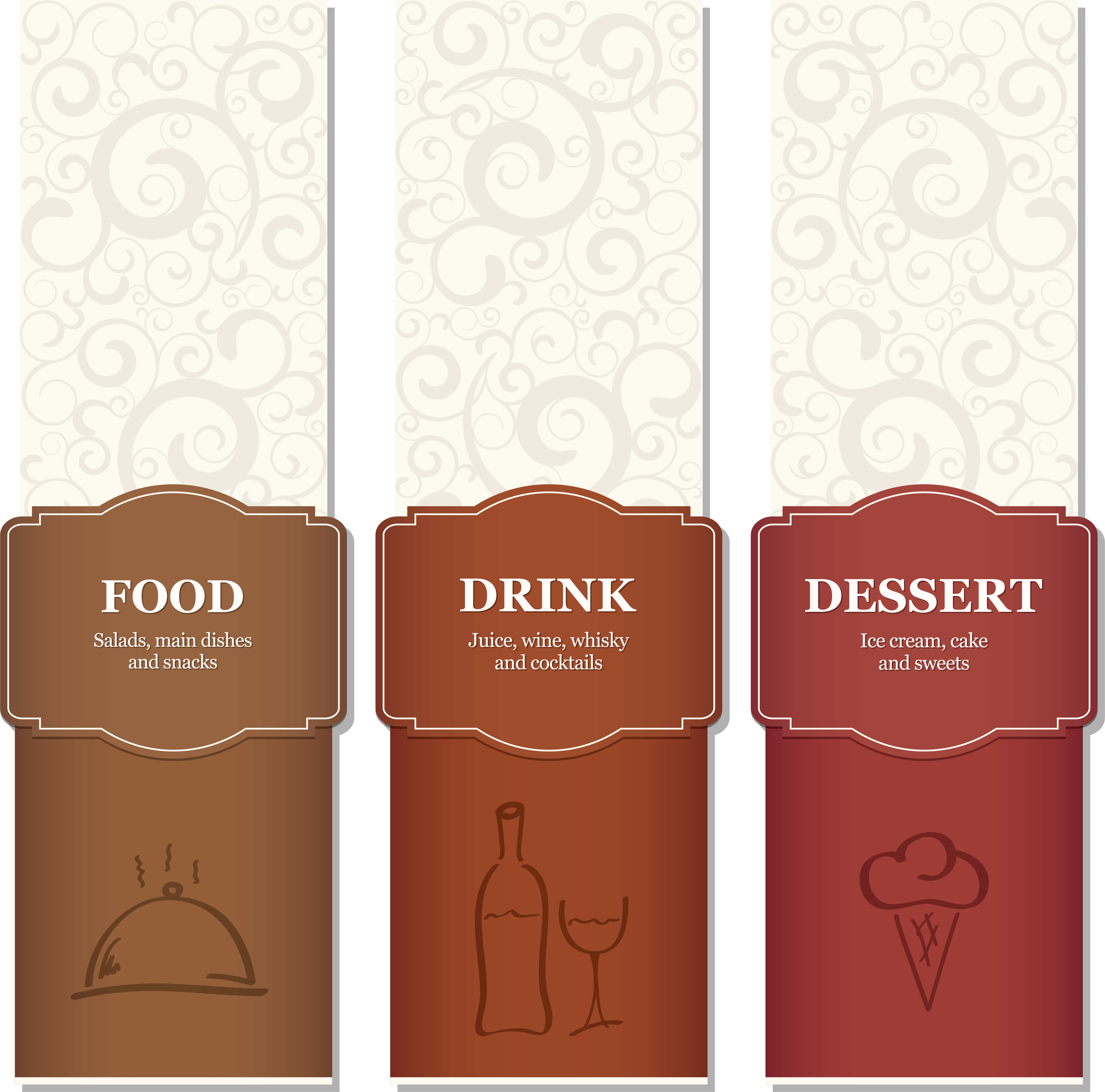 Elegant Restaurant Menu Triptych