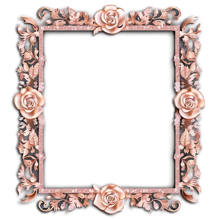 Elegant Rose Gold Glitter Frame Png 06252024