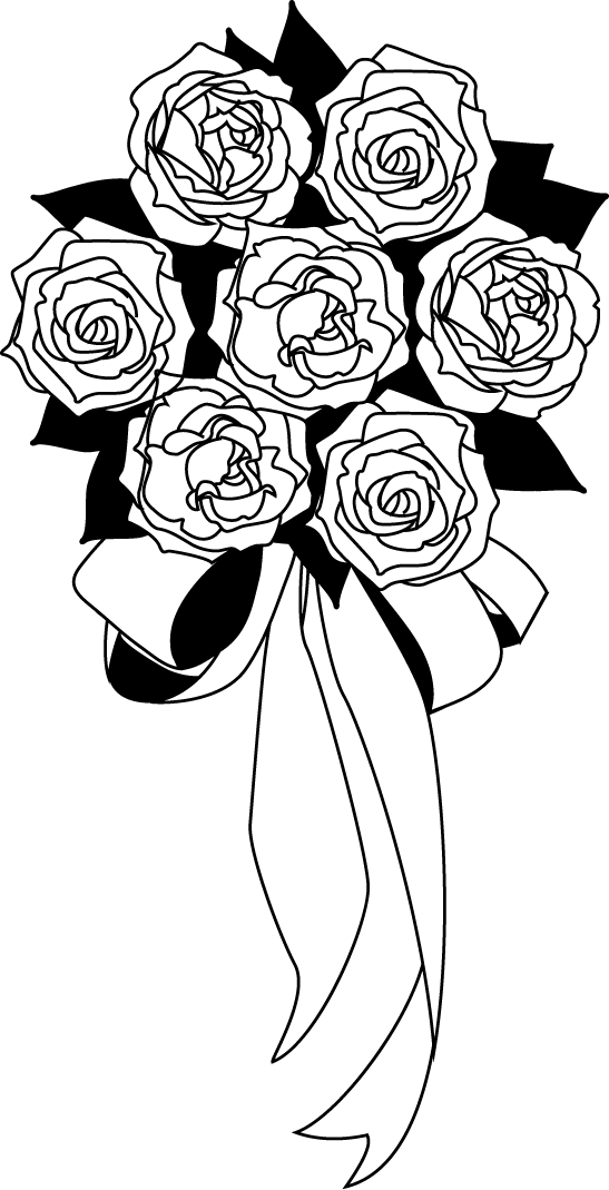 Elegant Roses Bouquet Black White