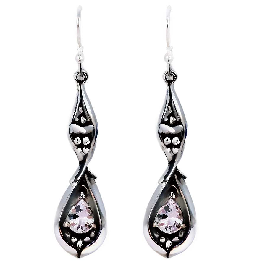 Elegant Silver Earrings Png Bpe2