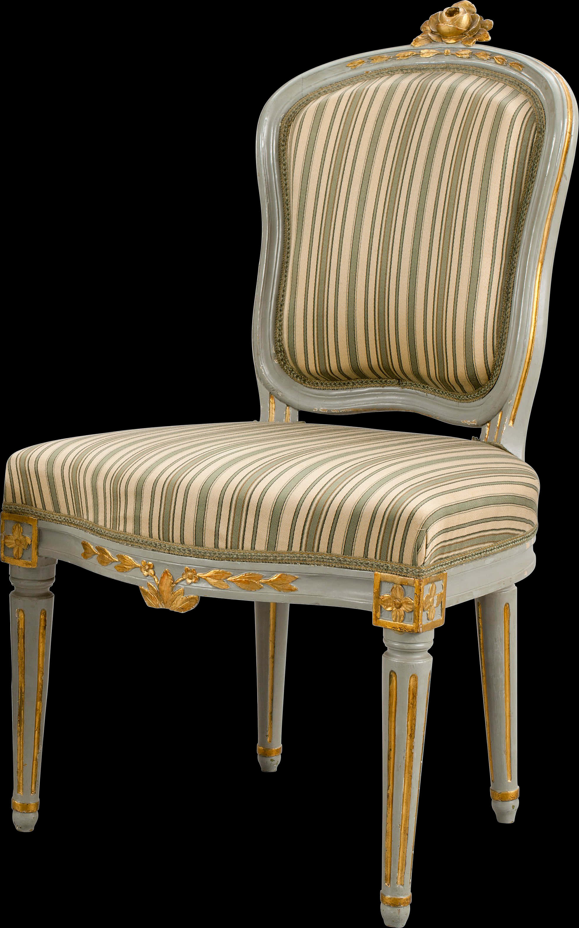 Elegant Striped Antique Chair