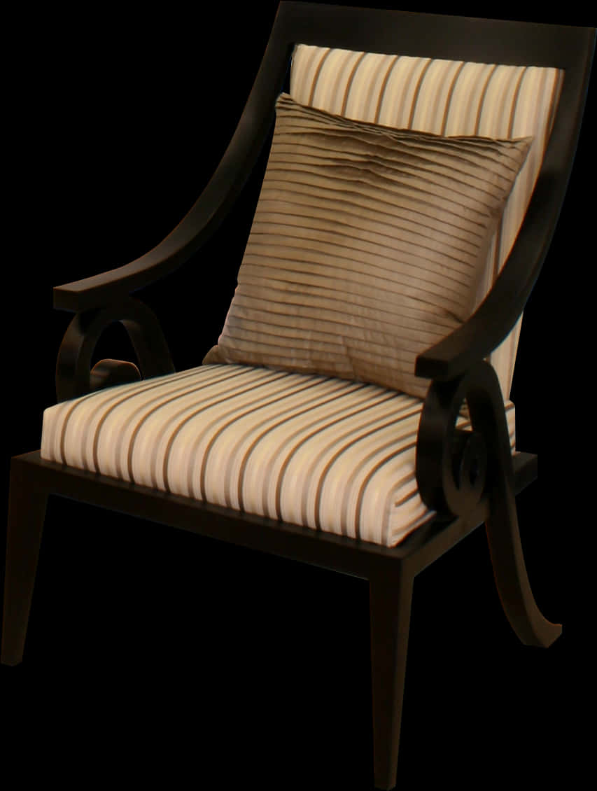 Elegant Striped Armchairwith Cushion