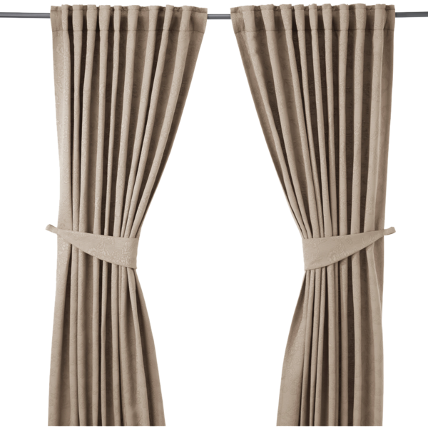 Elegant Taupe Curtains Tied Back