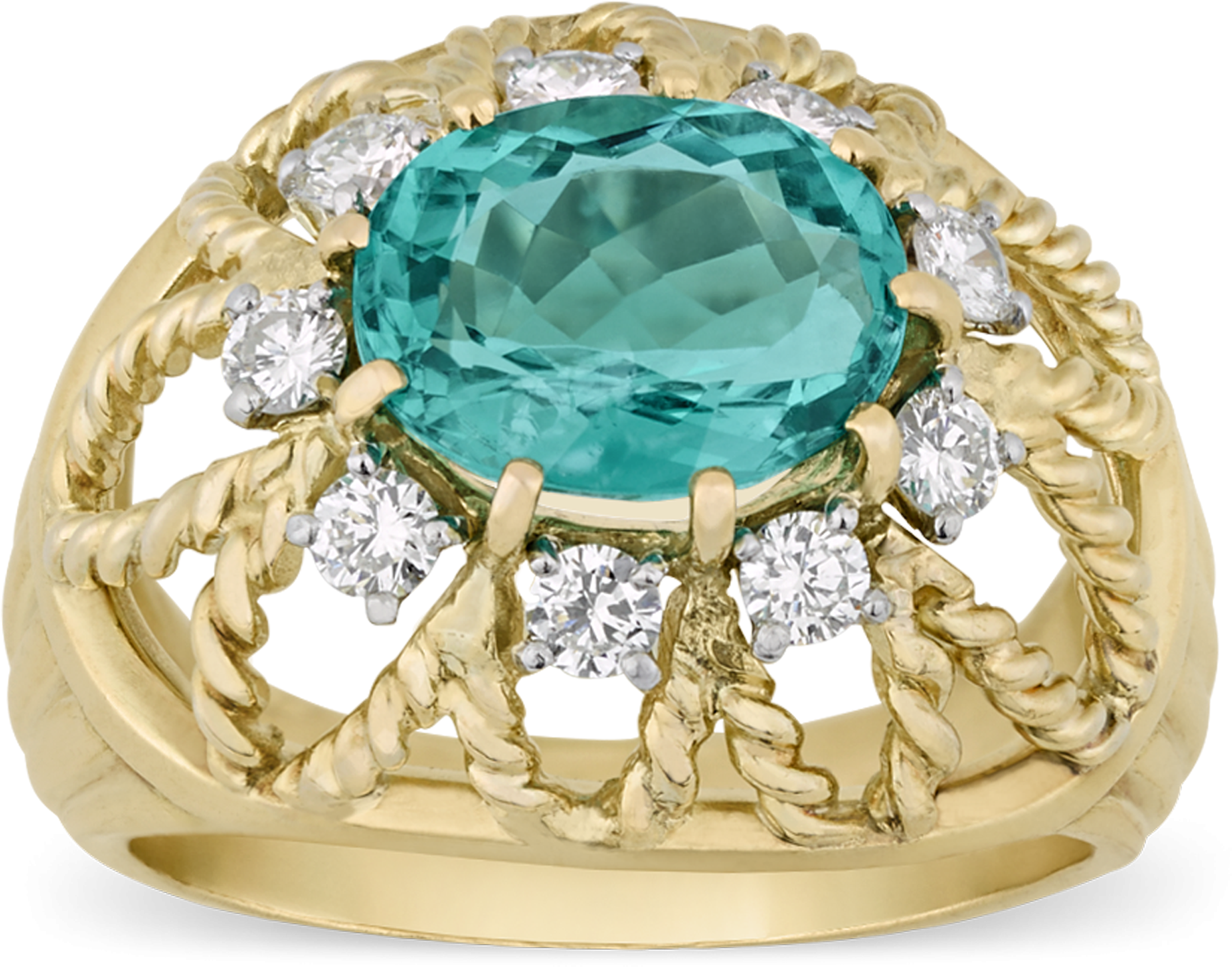 Elegant Teal Gemstone Ring Gold Setting