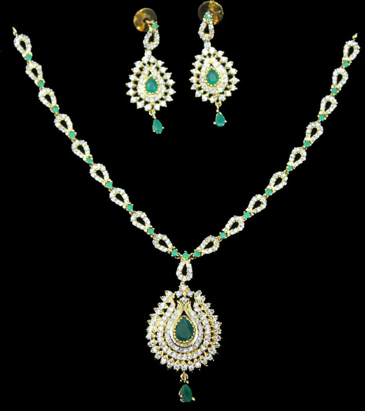 Elegant Teardrop Gemstone Necklaceand Earrings Set