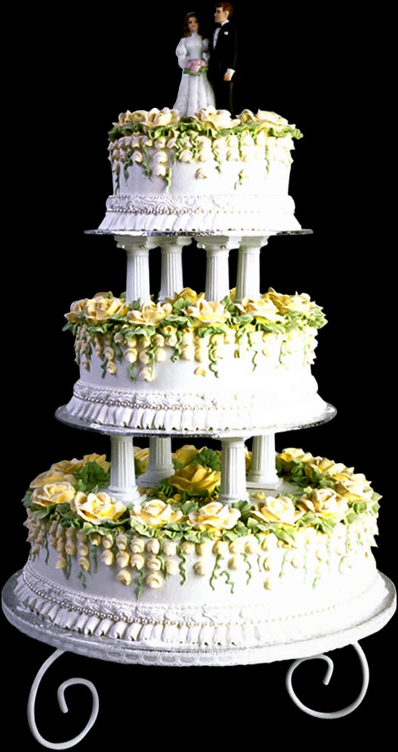 Elegant Wedding Cakewith Couple Topper