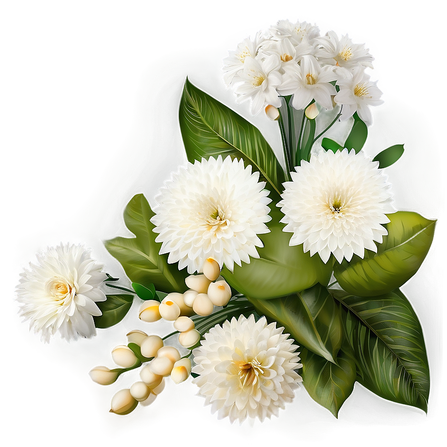 Elegant White Flowers Arrangement Png Qgt