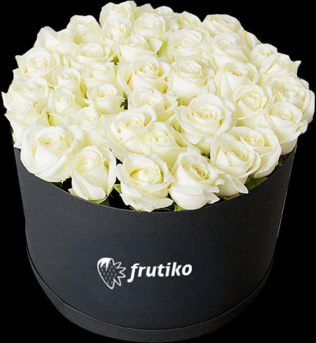 Elegant White Rosesin Black Box