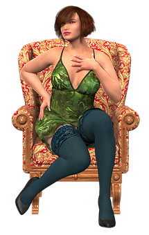 Elegant Woman Seatedin Ornate Chair