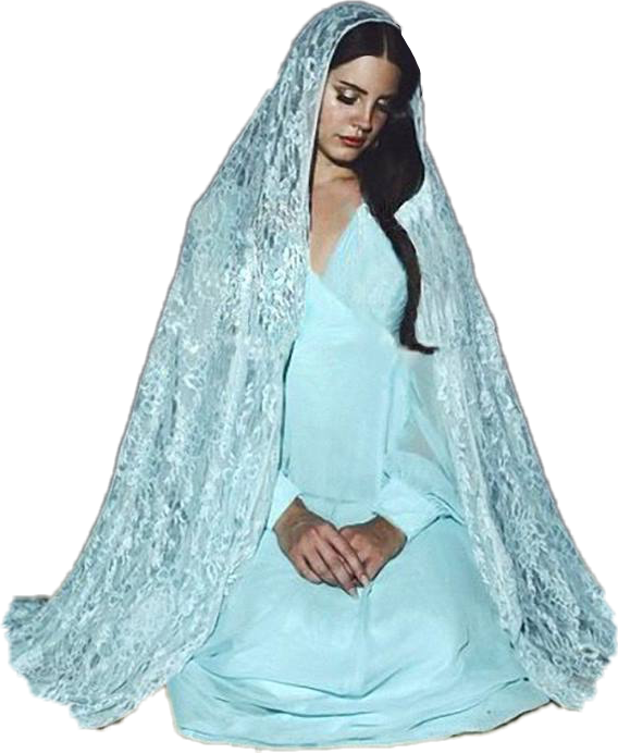 Elegant Womanin Blue Gownand Lace Veil
