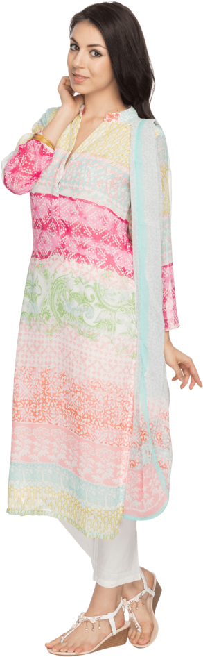 Elegant Womanin Colorful Salwar Suit