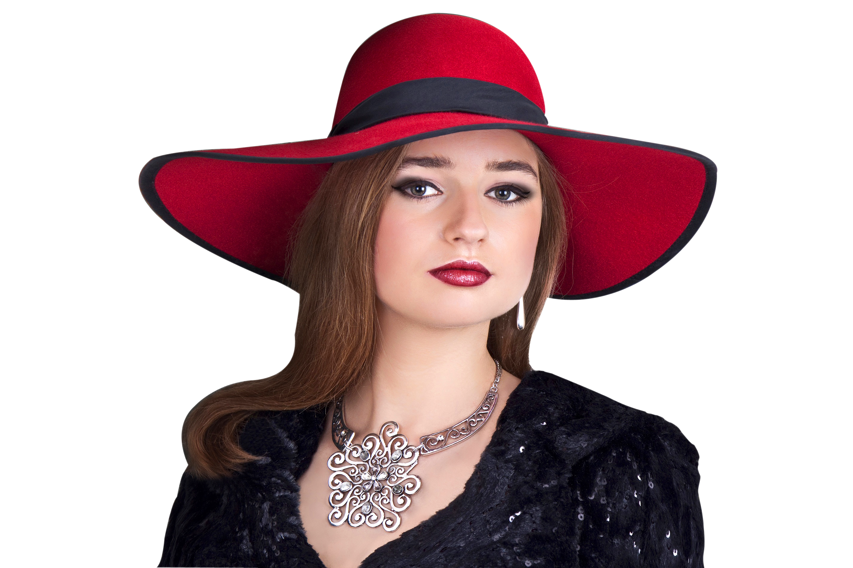 Elegant Womanin Red Hat