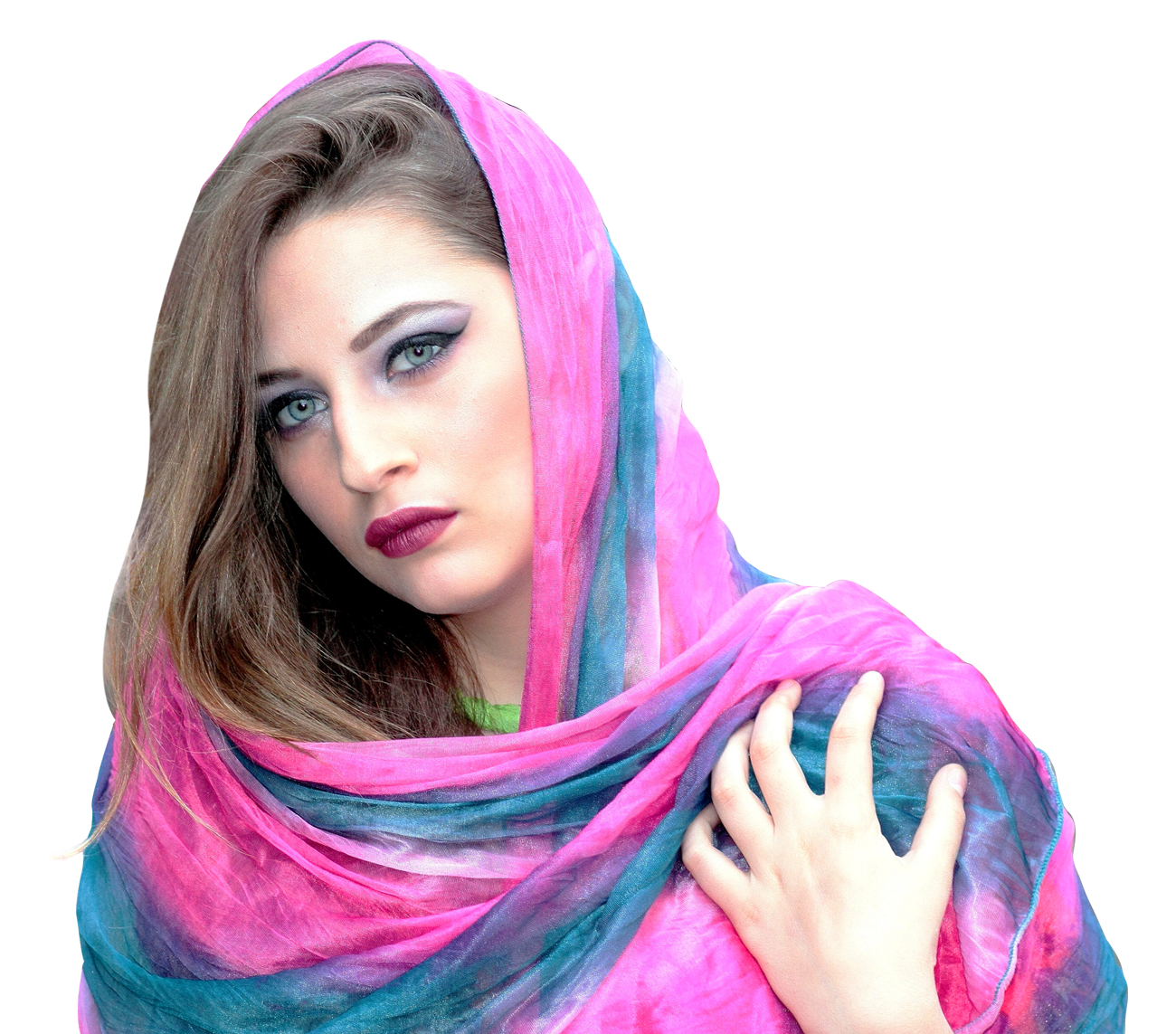 Elegant Womanwith Colorful Scarf