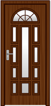 Elegant Wooden Doorwith Glass Panels