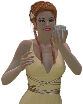 Elegant3 D Woman Holding Gift