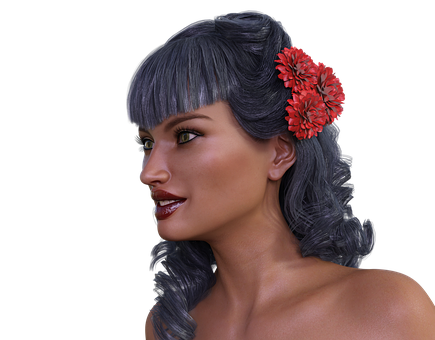 Elegant3 D Woman Profilewith Flower