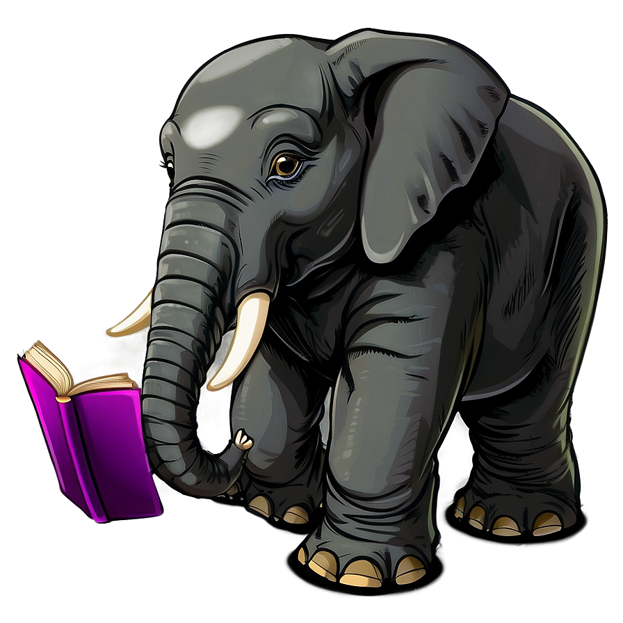 Elephant Cartoon With Book Png Ous69