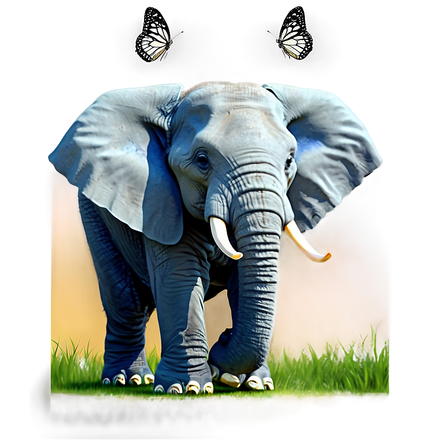 Elephant Cartoon With Butterfly Png Nmo