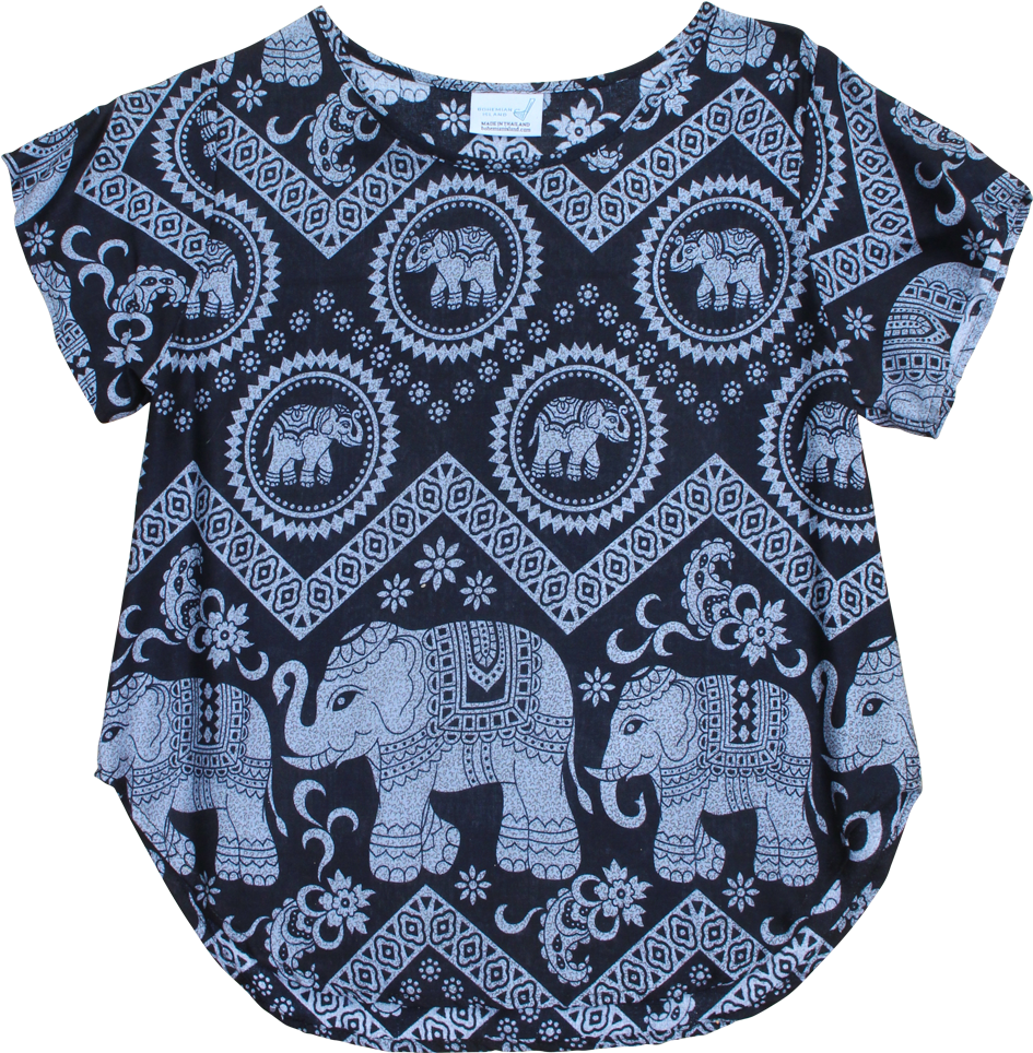 Elephant Print Bohemian Top