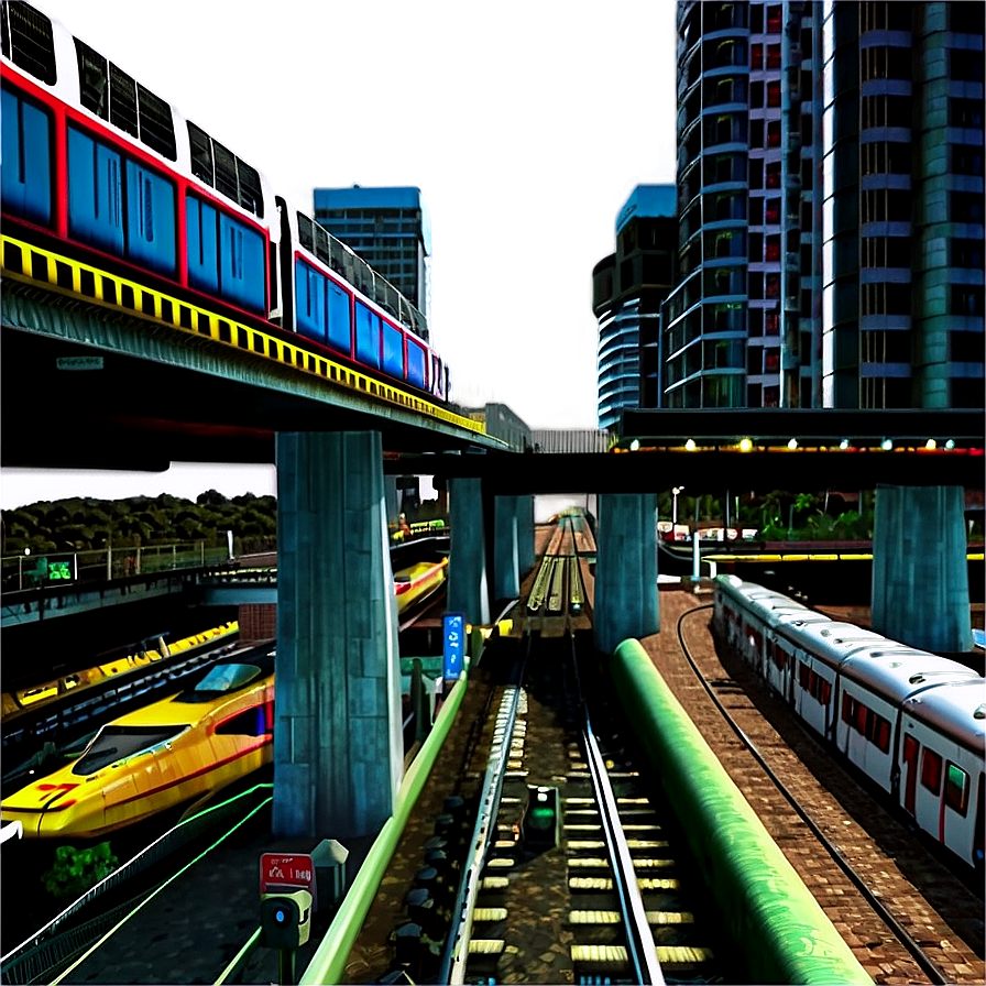 Elevated Railway Tracks City View Png 06122024