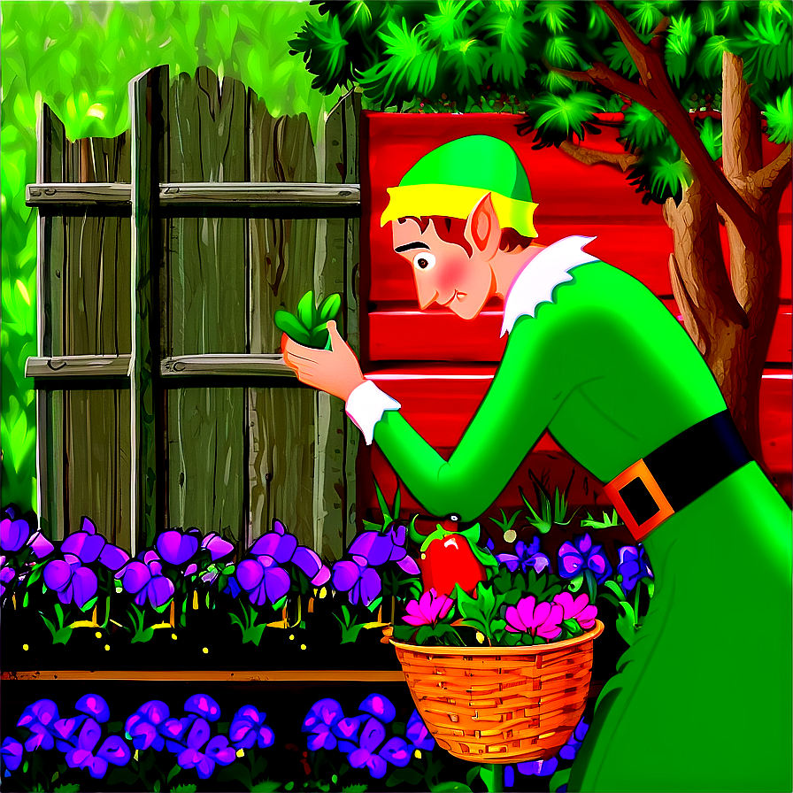 Elf Tending To Garden Png Fwd6