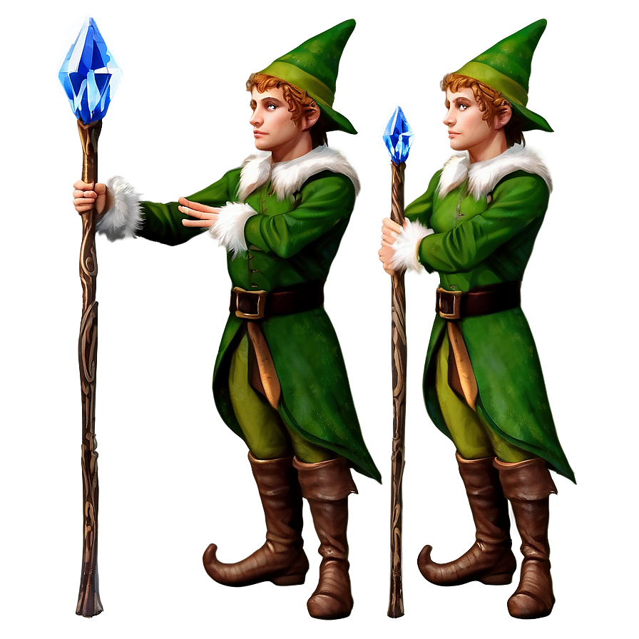 Elf With Crystal Staff Png Oan85
