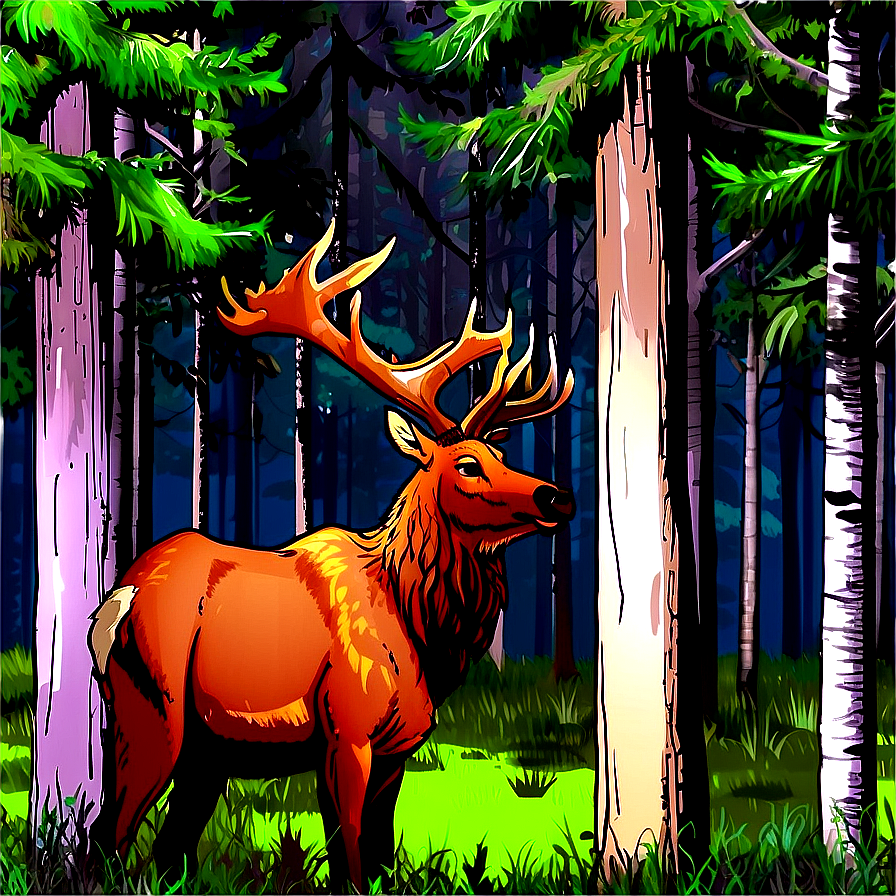 Elk In Forest Png Tag