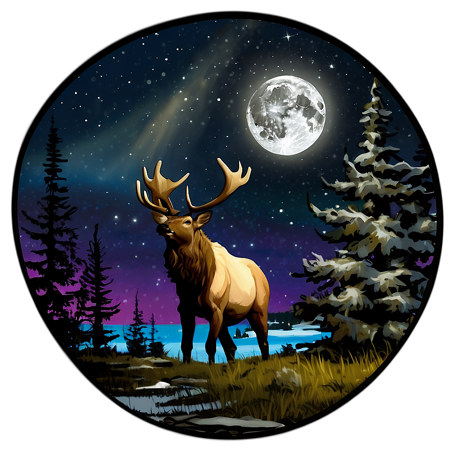 Elk In Moonlight Png 05242024