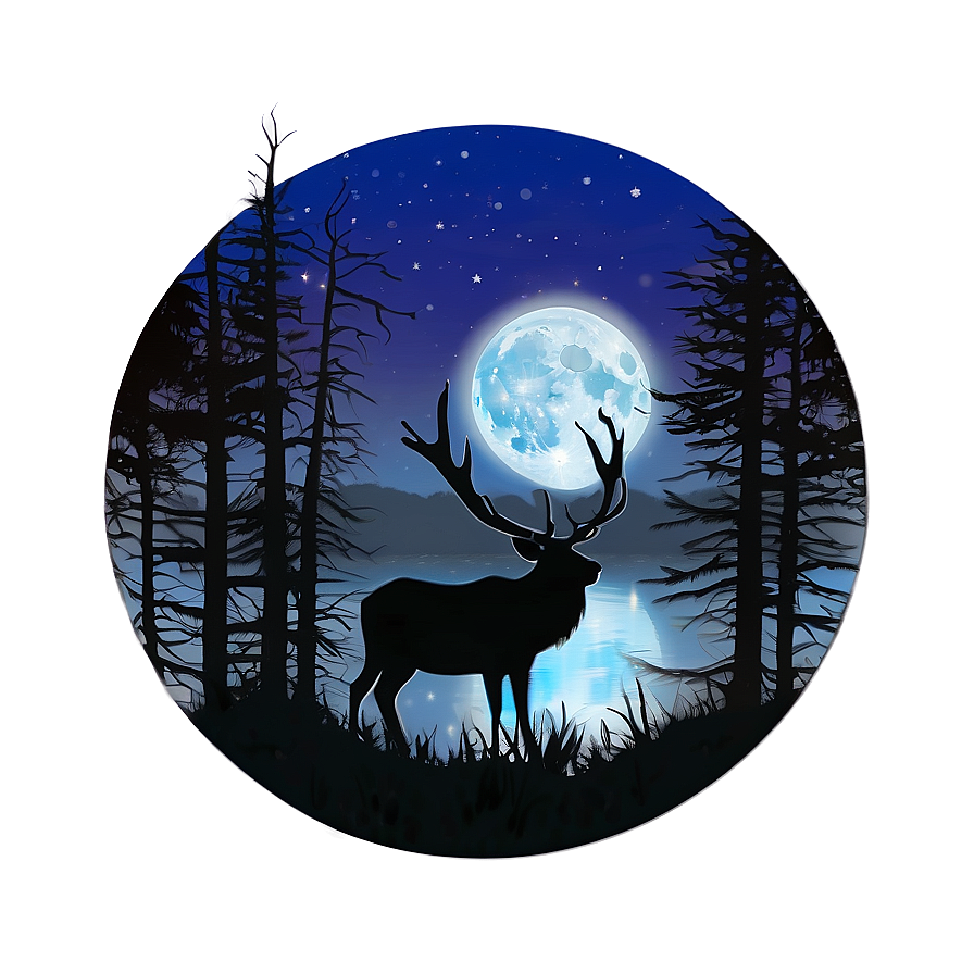 Elk In Moonlight Png Sln