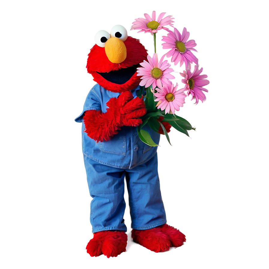 Elmo Holding Flower Png 05032024
