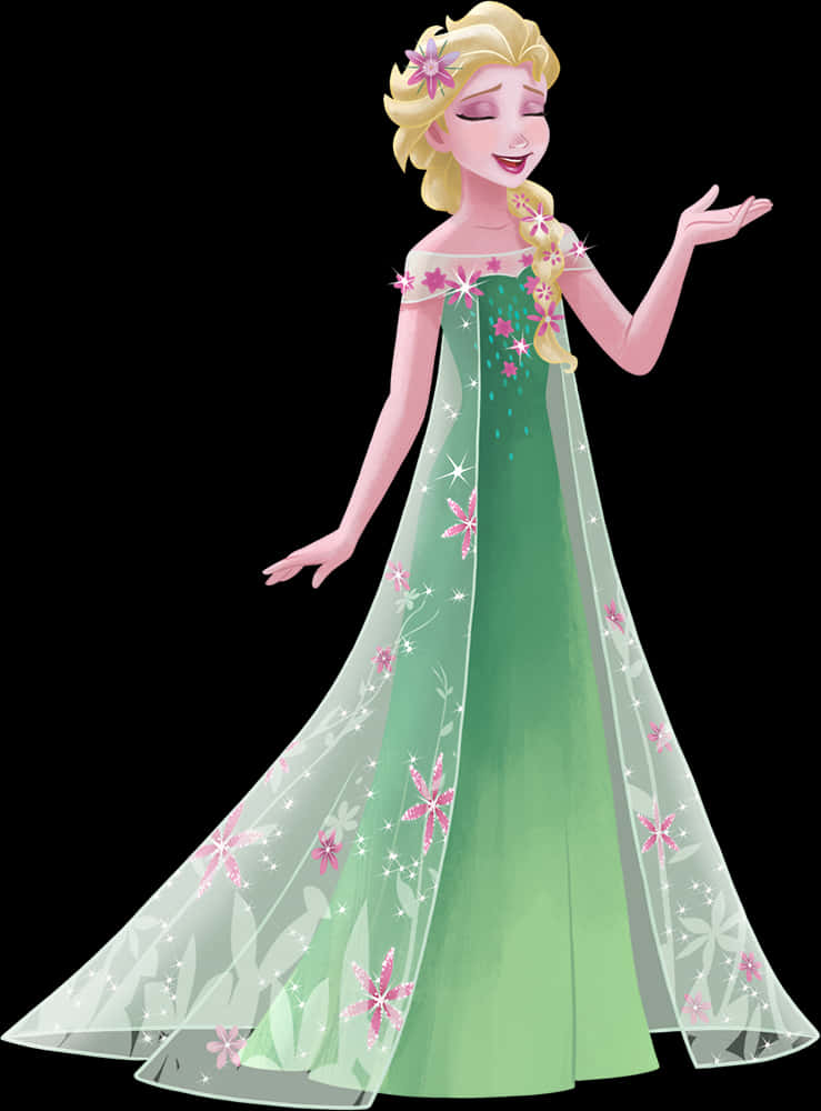 Elsa Floral Gown Illustration