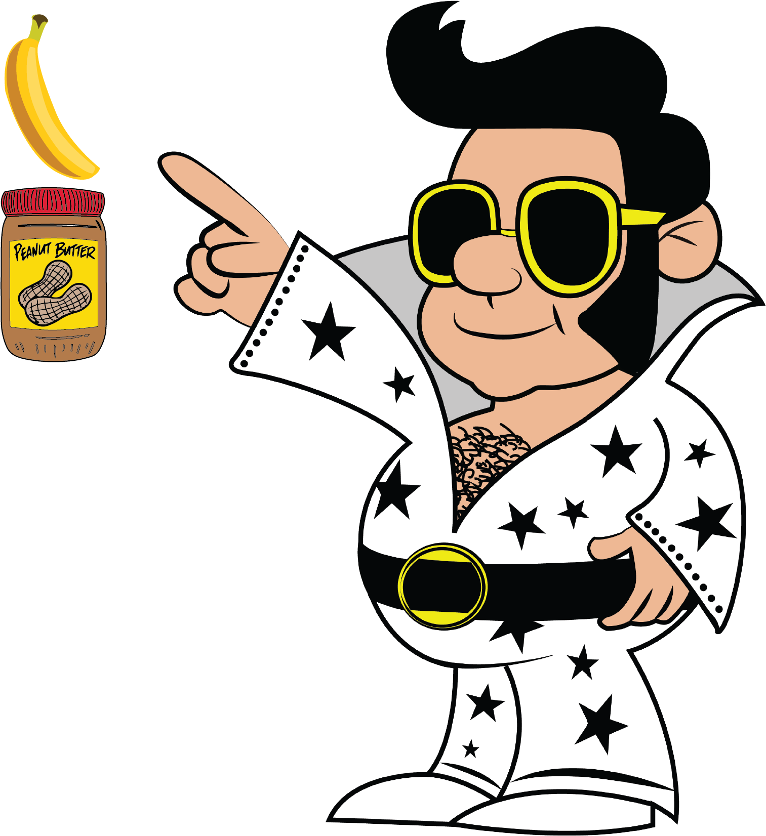 Elvis Cartoon Character Peanut Butter Banana