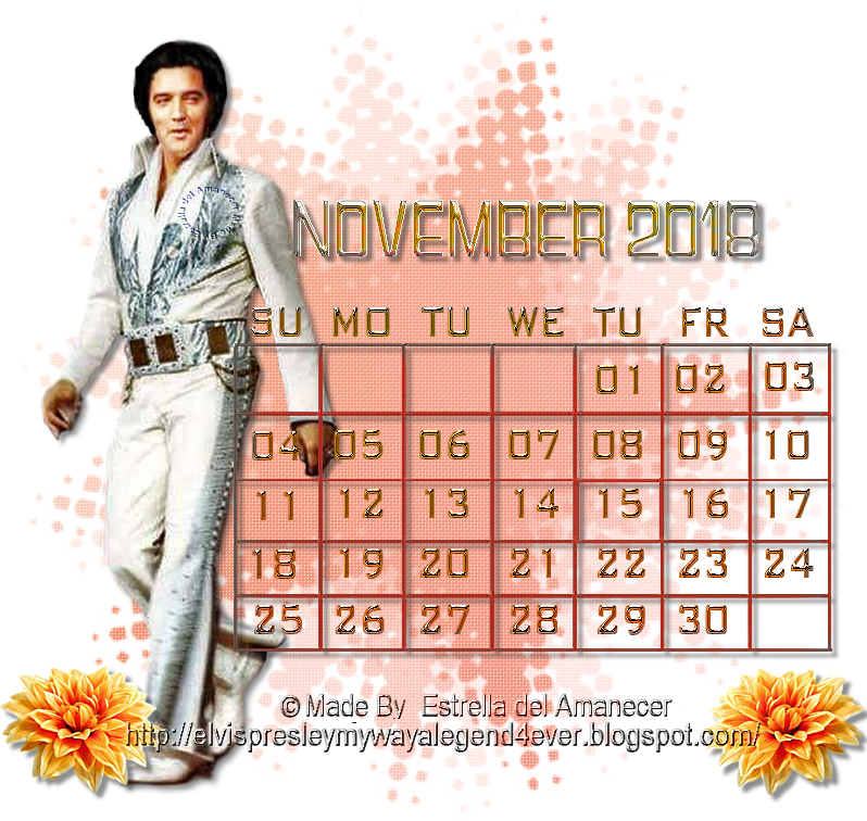 Elvis Presley November2018 Calendar