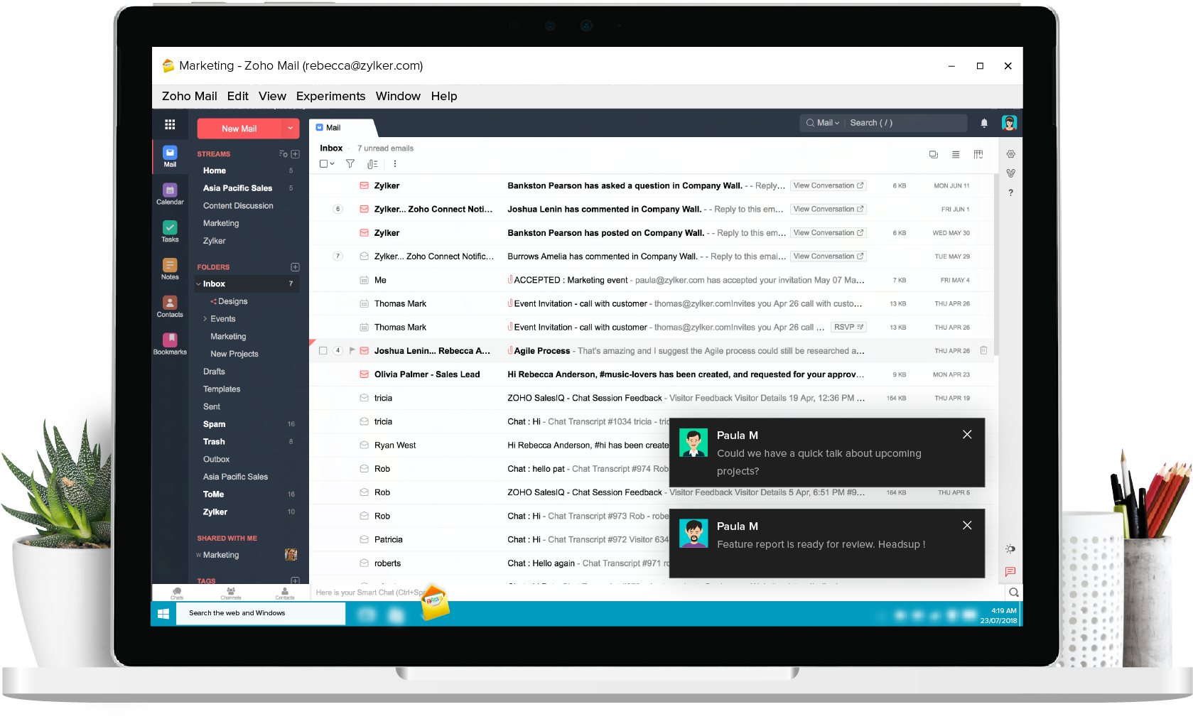 Email Client Interface Zoho Mail