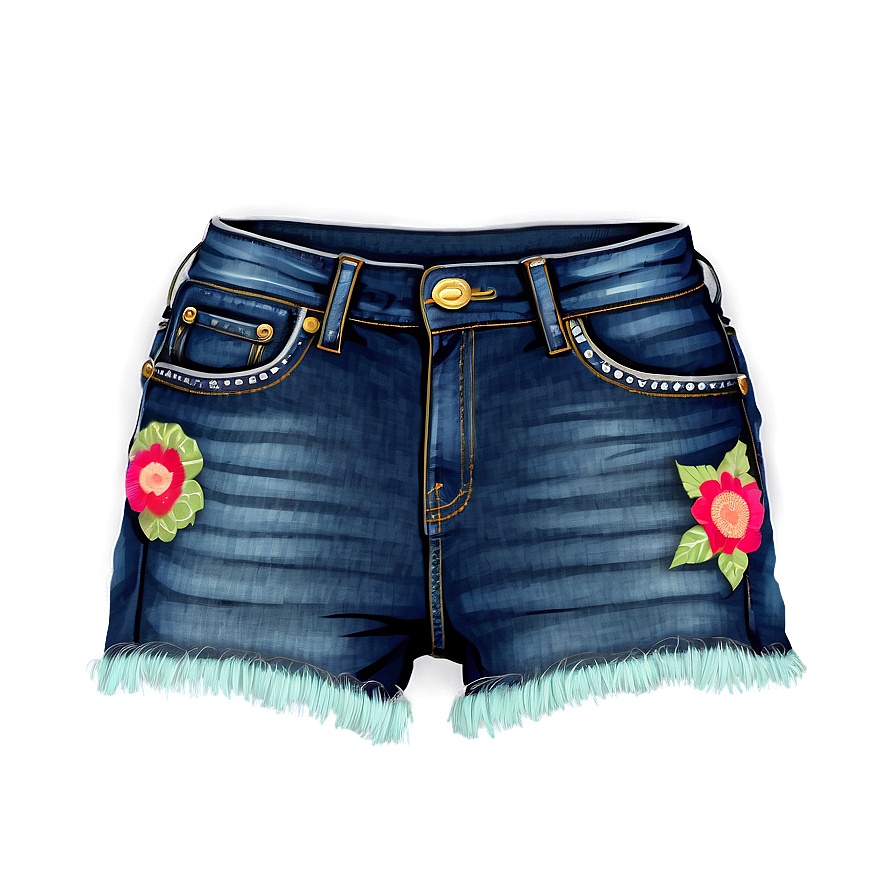 Embellished Denim Jorts Png Swm