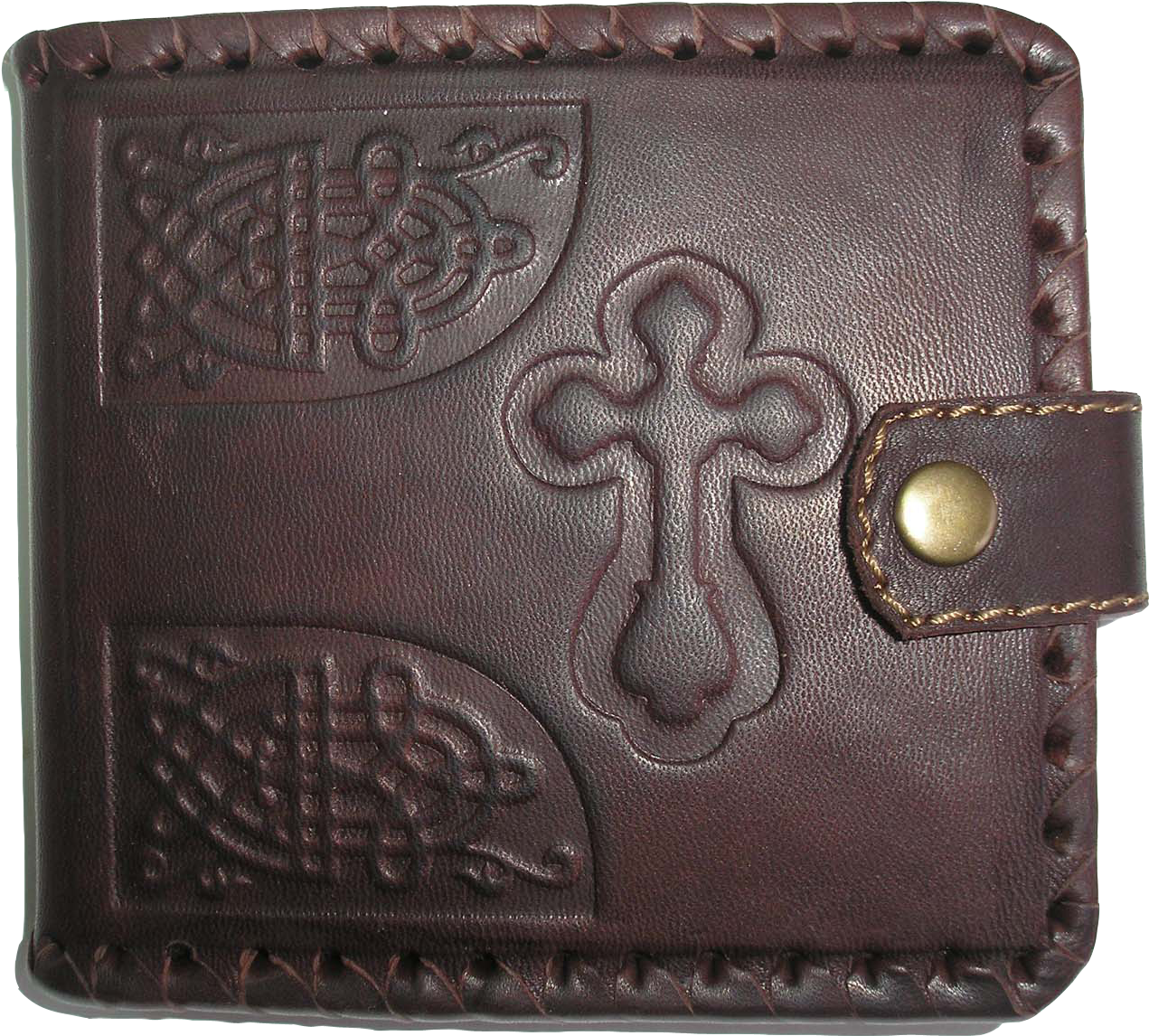 Embossed Leather Walletwith Cross Design