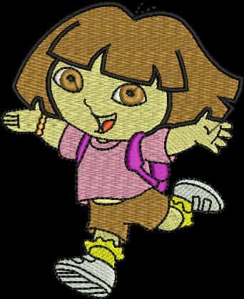 Embroidered Cartoon Explorer Girl