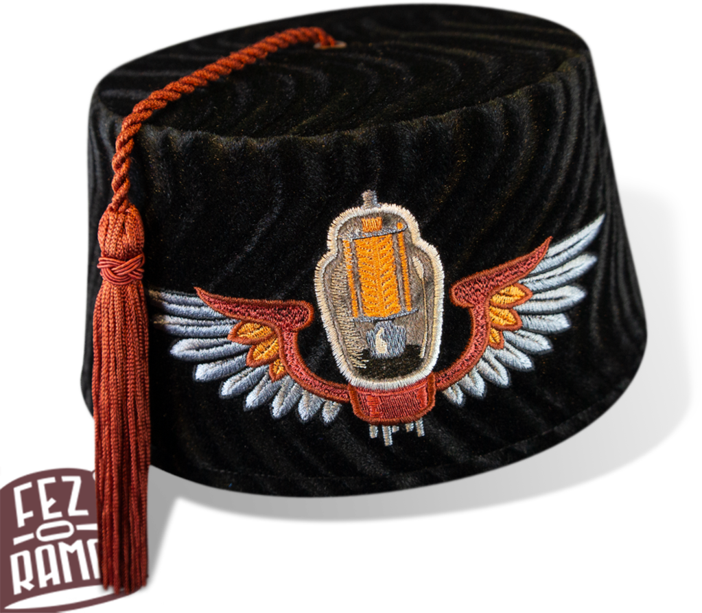 Embroidered Fez Hatwith Winged Emblem