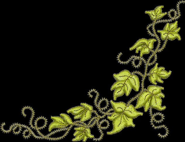 Embroidered Green Floral Corner Design
