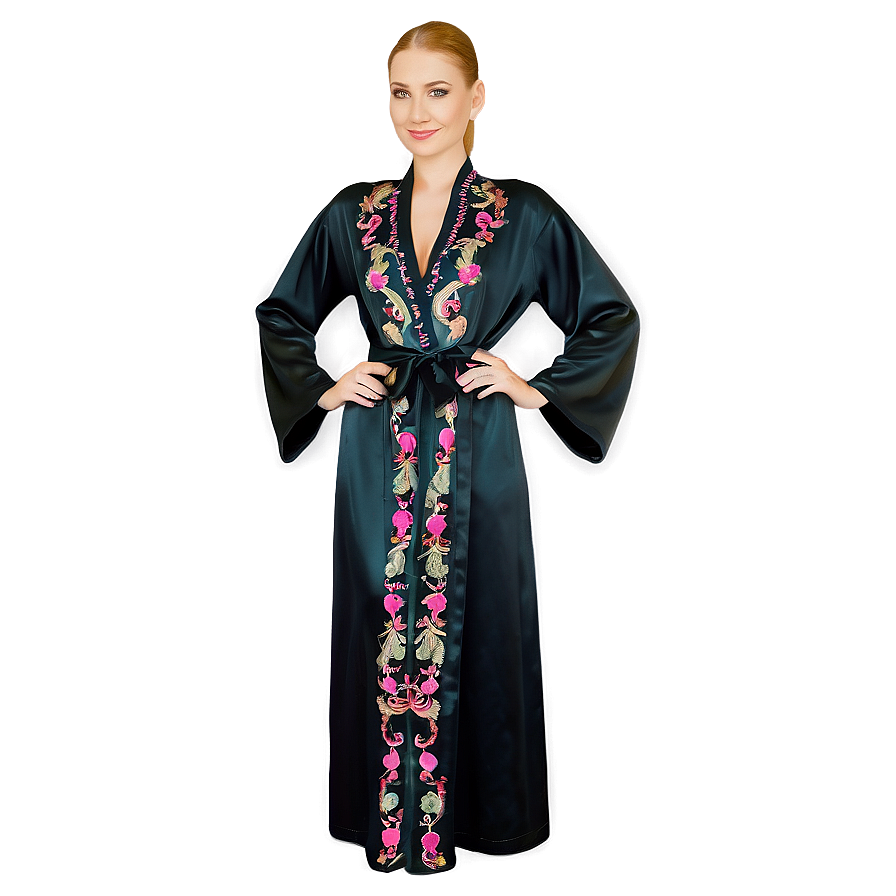 Embroidered Maxi Robe Png Itf79