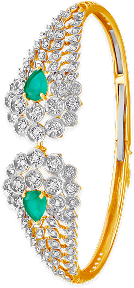 Emerald Diamond Gold Bangle Design