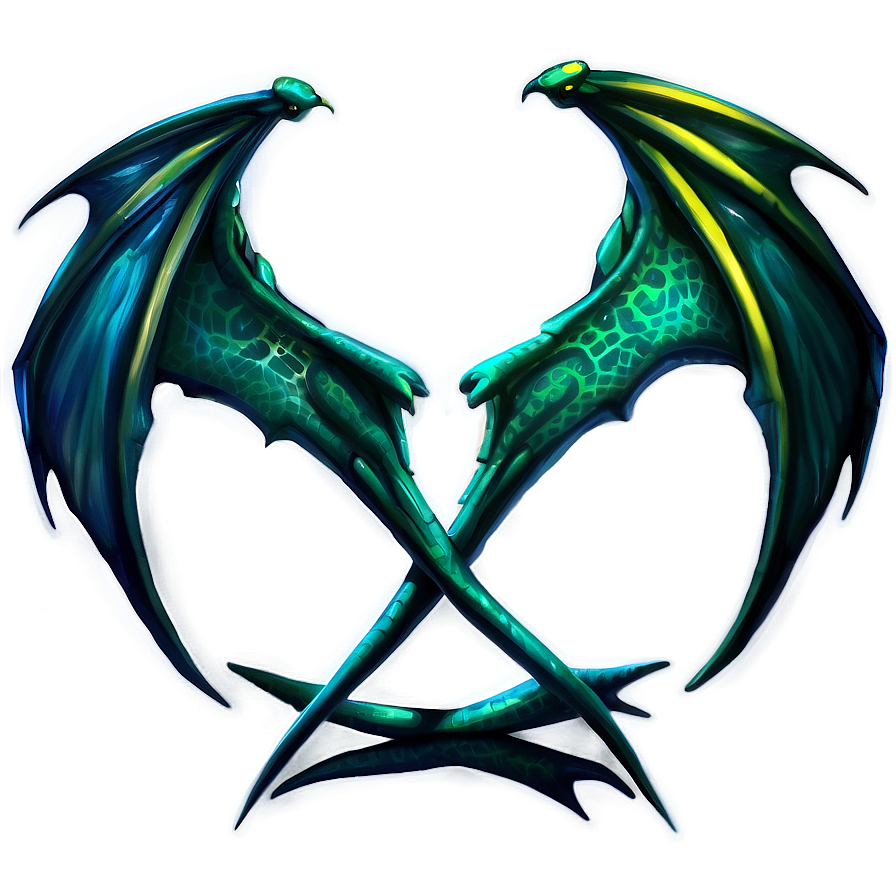 Emerald Dragon Wings Design Png 73