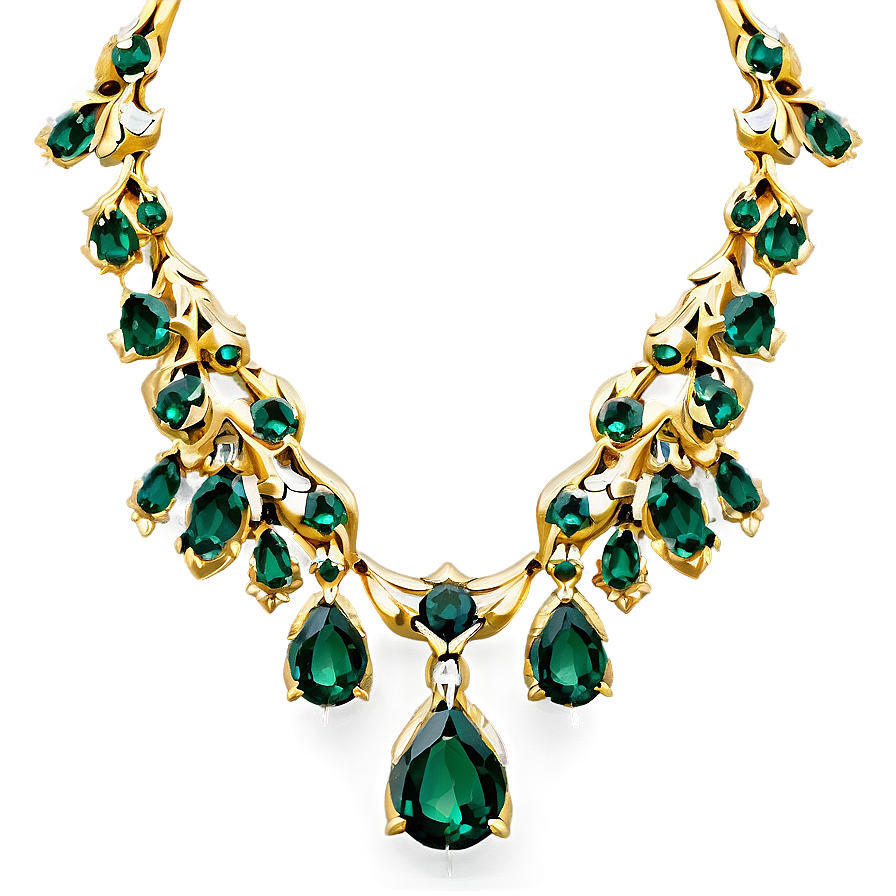 Emerald Gold Necklace Png 06122024