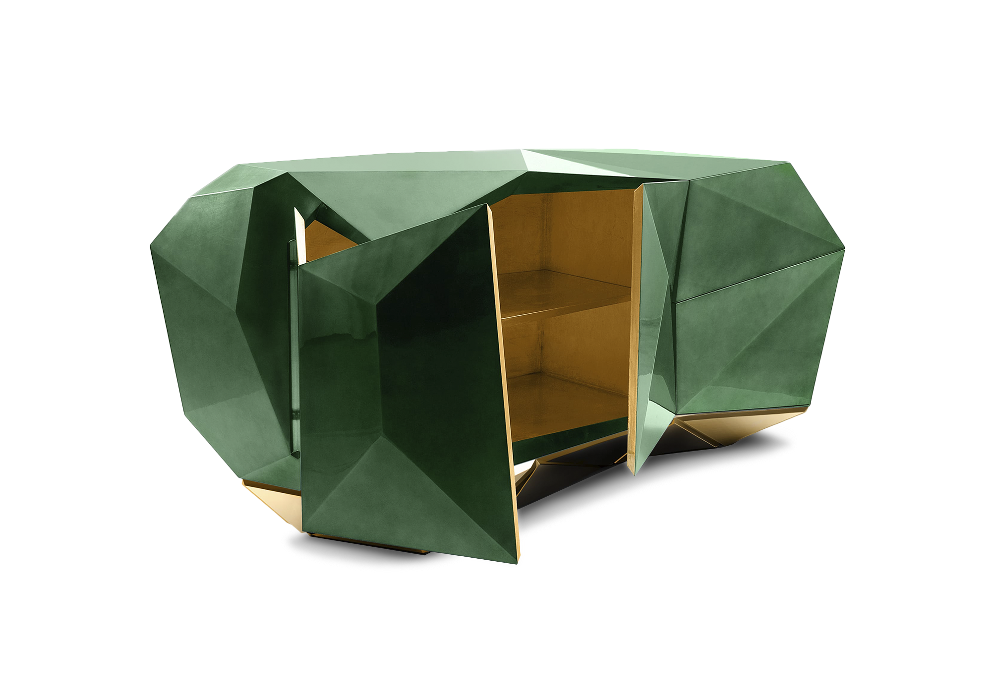 Emerald Green Geometric Cabinet
