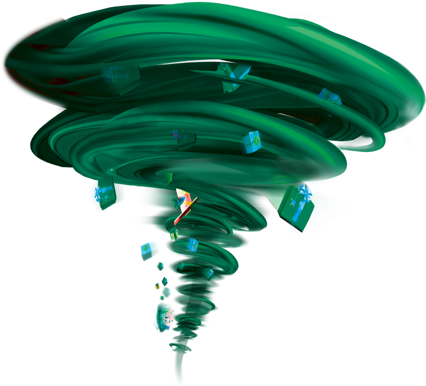 Emerald Tornadowith Floating Gifts