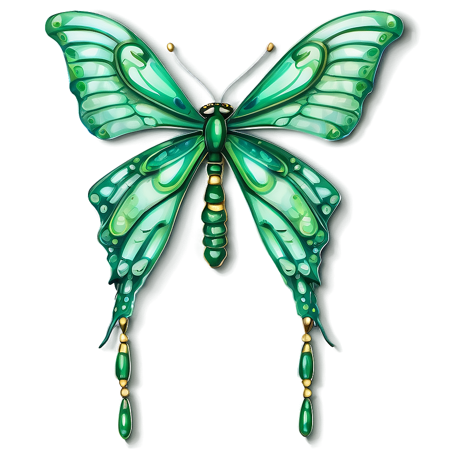 Emerald Winged Butterfly Illustration Png Yjc74