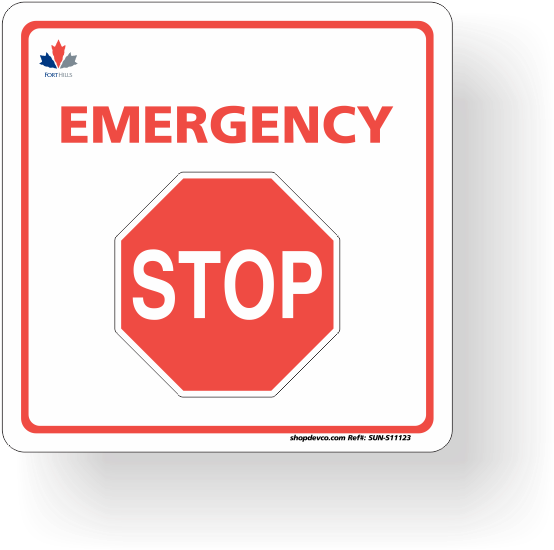 Emergency Stop Sign Redand White