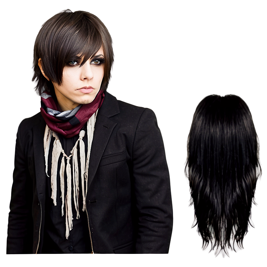 Emo Hair With Scarf Accessory Png 89